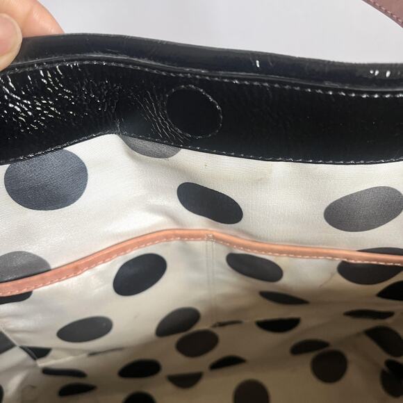 Kate Spade Tote Bag Womens Large Patent Leather Polka Dot Interior Shoulder - Picture 8 of 12